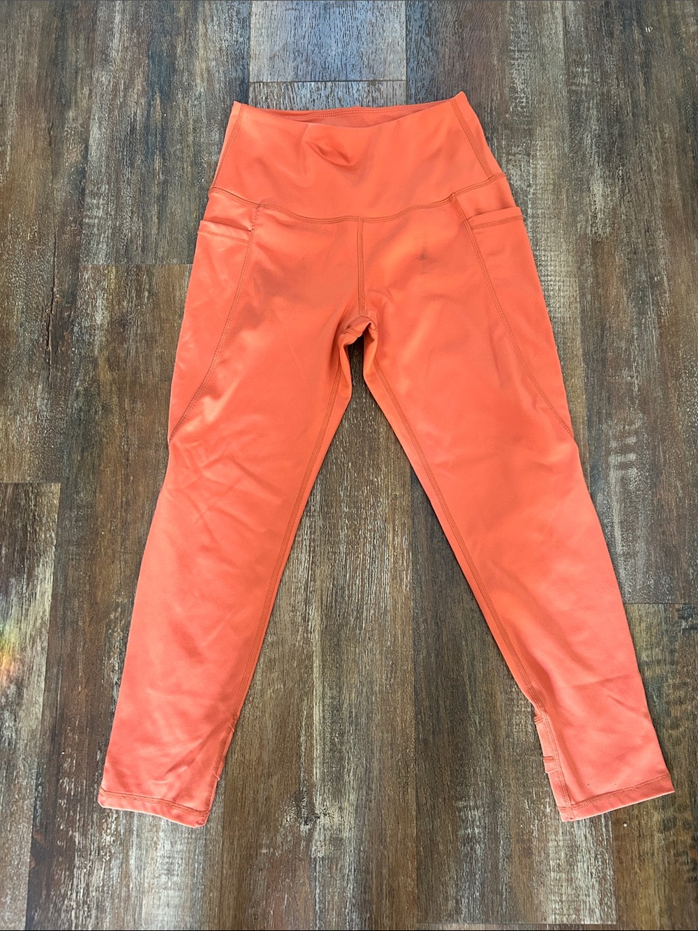 Girls' Bright Orange Performance Leggings with Side Pockets